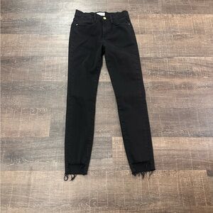 Frame Denim Black Frayed Hem Jeans Size 25